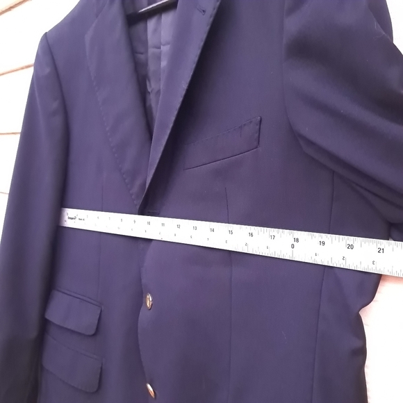 ANDREW CARRINGTON Dark Blue 2 Button Men's Jacket Sz 42R 100% Wool Made In Italy - Picture 4 of 16